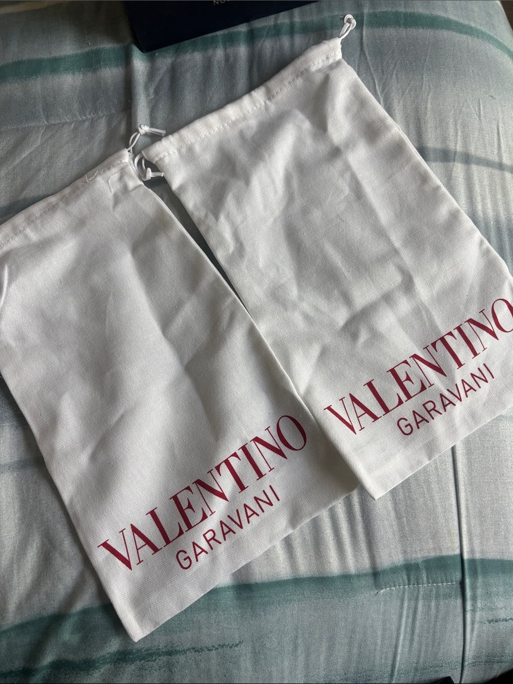 Valentino Garavani White Dust Bags with Red Logo (Pair)